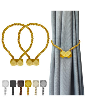 Hion Magnetic Curtain Tiebacks Golden 2Pcs Curtain Tiebacks Buckles Holdbacks Holders Hooks Clip For Home Bedroom Office Decora