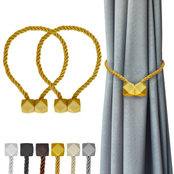 Hion Magnetic Curtain Tiebacks Golden 2Pcs Curtain Tiebacks Buckles Holdbacks Holders Hooks Clip For Home Bedroom Office Decora