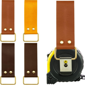 Jetec 4 Pieces Leather Belt Clip Tape Measure Clip Measuring Tape Clip Tool Belt Tape Measure Holder Drill Impact Tool Holster T