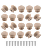 Zorfeter 20 Pcs Wood Unfinished Drawer Knobs Mushroom Shape Furniture Cabinet Knobs Pulls Handles Diameter 28Mm Height 21Mm