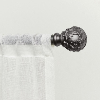 Exclusive Home Vine 1 Curtain Rod And Finial Set Gunmetal Adjustable 3672