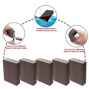 Jersvimc 220 Grit Sanding Block 12Pcs Wet Dry Sanding Sponge Foam Sandpaper Block Washable Reusable Sandpaper Sponge For Dr