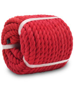 Sinyloo Red Cotton Rope 12 Inch X 100 Feet Twisted Craft Rope Thick Rope For Macrame Decorations Gardening Wedding Curtain