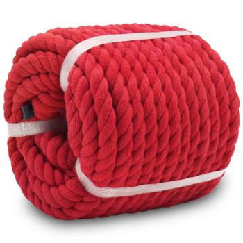 Sinyloo Red Cotton Rope 12 Inch X 100 Feet Twisted Craft Rope Thick Rope For Macrame Decorations Gardening Wedding Curtain