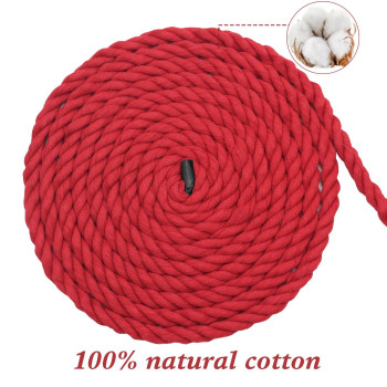 Sinyloo Red Cotton Rope 12 Inch X 100 Feet Twisted Craft Rope Thick Rope For Macrame Decorations Gardening Wedding Curtain