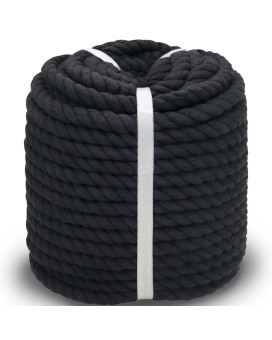 Sinyloo Black Rope 12 Inch Twisted Cotton Rope Thick Rope For Decoration Crafts Swing Plant Hanger100 Feet