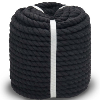 Sinyloo Black Rope 12 Inch Twisted Cotton Rope Thick Rope For Decoration Crafts Swing Plant Hanger100 Feet