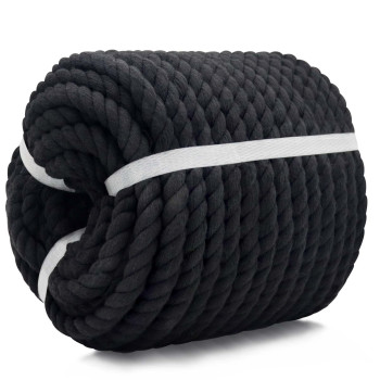 Sinyloo Black Rope 12 Inch Twisted Cotton Rope Thick Rope For Decoration Crafts Swing Plant Hanger100 Feet