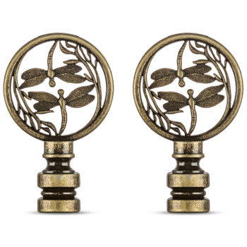 2 Packs Lamp Finial Cap Knob Dragonfly Design Lamp Decoration For Lamp Shade Antique Brass 138 Inches