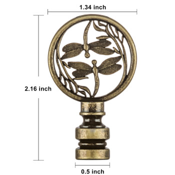 2 Packs Lamp Finial Cap Knob Dragonfly Design Lamp Decoration For Lamp Shade Antique Brass 138 Inches