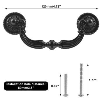 Kyuionty 4 Pack Bail Pull Handles 35 Inch Hole Center Antique Drop Drawer Pull Swing Cabinet Dresser Handlestotal Length 472