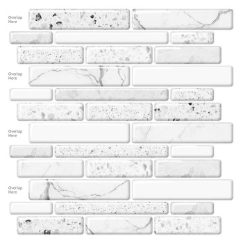 Art3D Peel And Stick Brick Kitchen Backsplash Selfadhesive Wall Tile Stone Design 10 Sheets White