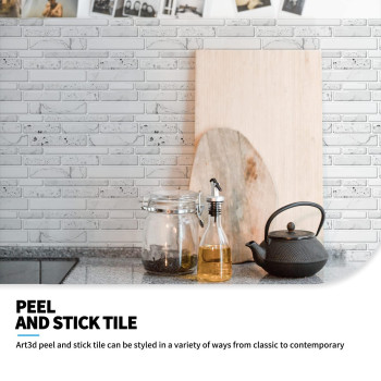 Art3D Peel And Stick Brick Kitchen Backsplash Selfadhesive Wall Tile Stone Design 10 Sheets White