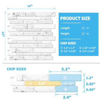 Art3D Peel And Stick Brick Kitchen Backsplash Selfadhesive Wall Tile Stone Design 10 Sheets White