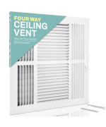 Home Intuition Ceiling Register Air Vent Covers For Home Ceiling Or Wall 12X12 Inch Duct Opening 4Way White Grille Regist