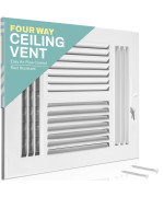 Home Intuition Ceiling Register Air Vent Covers For Home Ceiling Or Wall 8X8 Inch Duct Opening 4Way White Grille Register