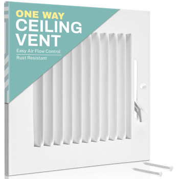 Home Intuition Ceiling Register Air Vent Covers For Home Ceiling Or Wall 10X6 Inch Duct Opening 1Way White Grille Registe