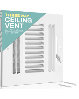 Home Intuition Ceiling Register Air Vent Covers For Home Ceiling Or Wall 8X6 Inch Duct Opening 3Way White Grille Register