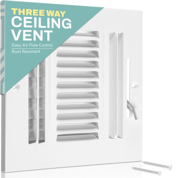 Home Intuition Ceiling Register Air Vent Covers For Home Ceiling Or Wall 8X6 Inch Duct Opening 3Way White Grille Register