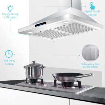 Wall Mount Kitchen Hood 30 Inch Ductedductless Range Hood With Delayed Shutdown Function 700Cfm 3 Speed Fan Energysaving L