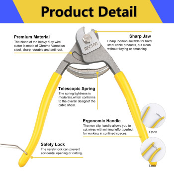 Rectoo Cable Wire Cutters Rt02 Forged From Heavy Duty Stainless Steel Metal 8 Inch Small Wire Rope Cutter Tool Upto 14 Fo