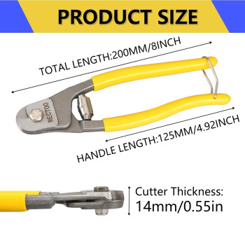 Rectoo Cable Wire Cutters Rt02 Forged From Heavy Duty Stainless Steel Metal 8 Inch Small Wire Rope Cutter Tool Upto 14 Fo