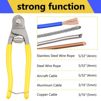 Rectoo Cable Wire Cutters Rt02 Forged From Heavy Duty Stainless Steel Metal 8 Inch Small Wire Rope Cutter Tool Upto 14 Fo