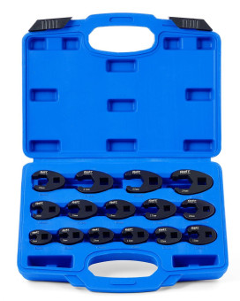 Orion Motor Tech Crowfoot Wrench Set For 8 To 24 Mm Flare Nuts Crowfoot Flare Nut Tool Kit 15 Piece Large Small Metric Wrenc