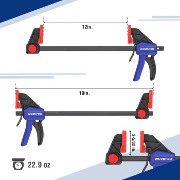 Workpro 12 Bar Clamps For Woodworking Medium Duty 300Lbs Onehanded Spreaderclamp Quickclamp F Wood Clamps Set For Hand W