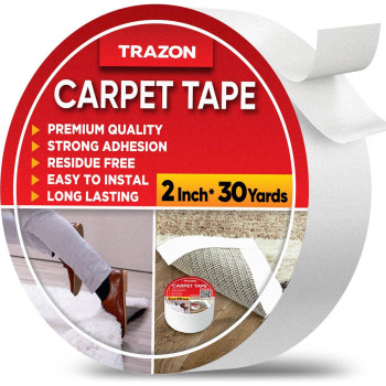 Trazon Carpet Tape Double Sided Rug Tape Grippers For Hardwood Floors And Area Rugs Carpet Binding Tape Strong Adhesive And