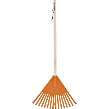 Orange Kids Size Rake Kids Rake For Lawn With Hardwood Handle Durable Plastic Head To Sweep Leaves On Lawn And Tidying Up The