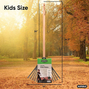 Orange Kids Size Rake Kids Rake For Lawn With Hardwood Handle Durable Plastic Head To Sweep Leaves On Lawn And Tidying Up The