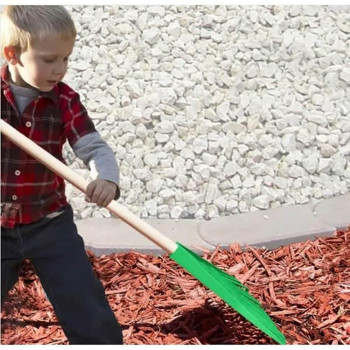 Orange Kids Size Rake Kids Rake For Lawn With Hardwood Handle Durable Plastic Head To Sweep Leaves On Lawn And Tidying Up The