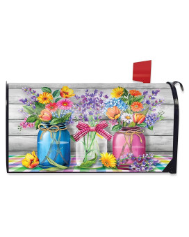 Briarwood Lane Spring Floral Jars Rustic Magnetic Mailbox Cover Standard