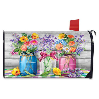 Briarwood Lane Spring Floral Jars Rustic Magnetic Mailbox Cover Standard