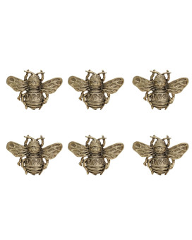 Soffee Design Set Of 6 Vintage Matte Gold Pewter Cabinet Knobs Decorative Metal Bee Shape Knobs Pull Handle For Door Cabinet Dr