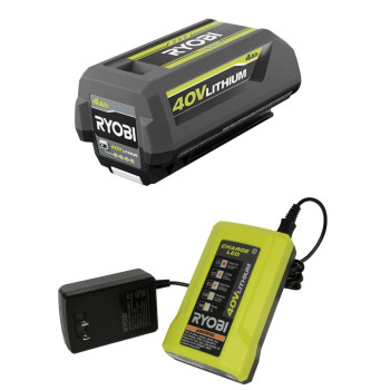 Ryobi 40V Battery And Charger Kit 40 Ah Lithiumion Battery Set Oem Op40404 Op403A 2021 Redesign With Easy Eject Latch