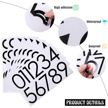 Zonon 88 Pieces 8 Sheets Vinyl Number Stickers 4 Inch Mailbox Numbers Self Adhesive Waterproof Numbers For Mailbox Sign Window D