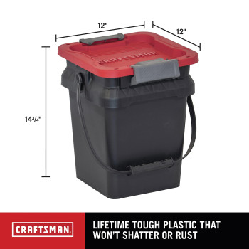 Craftsman 5Gallon Highly Durable Storage Bucket Dual Latching Lid 148 H X 12 W X 132 D Versatile Stacking Tote A