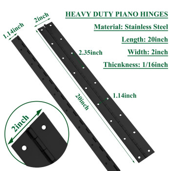 2Pack Heavy Duty Piano Hinge 2 Open Width X 20 Continuous Piano Hinges 006 Thick Stainless Steel Piano Hinge With Ho