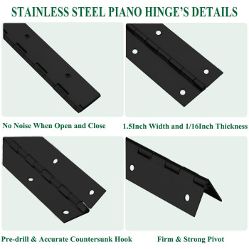 2Pack Heavy Duty Piano Hinge 2 Open Width X 20 Continuous Piano Hinges 006 Thick Stainless Steel Piano Hinge With Ho