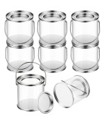 Yalikop 8 Pack Clear Paint Cans Paint Bucket With Metal Lids And Handle Decorative Clear Plastic Bucket Storage Paint Can Plasti