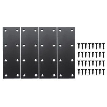 4 Pack Flat Straight Brace Brackets Ulifestar Black Stainless Steel Mending Bracket Plate Metal Shelf Support Fixing Joining Pl