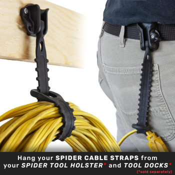 Spider Tool Holster Storage Straps Pack Of Three Highly Durable Quick Access Hands Free Carry For Your Cords Cables Ro