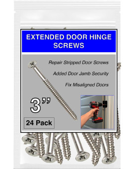 Screw Superstore Satin Silver Nickel Wood Screws 9 X 3 Inch Extra Long Door Hinge Screws Door Security Screws 24 Pack