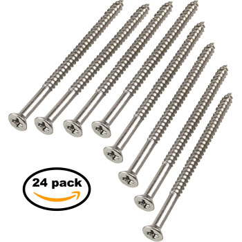 Screw Superstore Satin Silver Nickel Wood Screws 9 X 3 Inch Extra Long Door Hinge Screws Door Security Screws 24 Pack