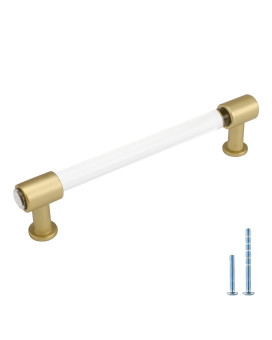 Peaha 10 Pack Cabinet Handles Acrylic Drawer Pulls Phls6164Bb128 5 In Kitchen Cabinet Handles Brushed Brass Cabinet Pulls Bar