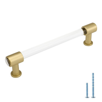 Peaha 10 Pack Cabinet Handles Acrylic Drawer Pulls Phls6164Bb128 5 In Kitchen Cabinet Handles Brushed Brass Cabinet Pulls Bar