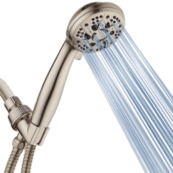 Aquadance For California High Pressure 6Setting Full Brushed Nickel Face Handheld Shower With Hose For Ultimate Shower Experien