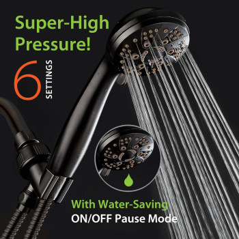 Aquadance For California High Pressure 6Setting Oil Rubbed Bronze Face Handheld Shower With Hose For Ultimate Shower Experience